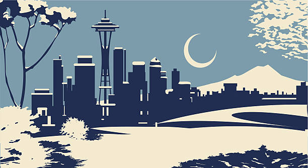 Seattle skyline vector art illustration