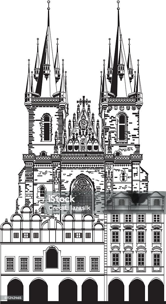Church of Our Lady Church of Our Lady before Tyn, Prague Adult stock vector