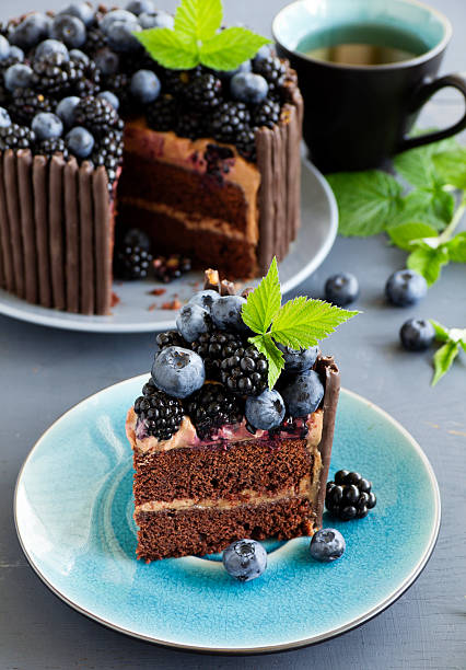 istock Chocolate cake with blueberry and BlackBerry. 511243433