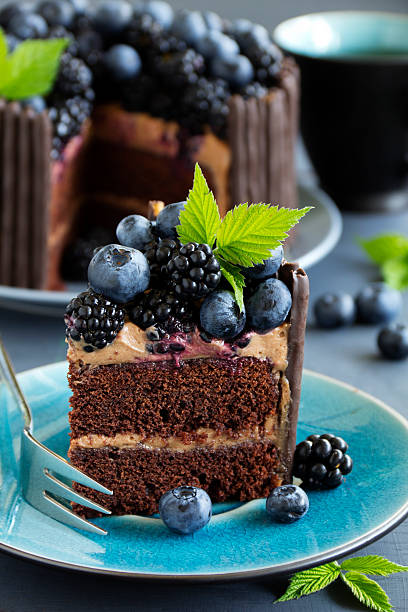 istock Chocolate cake with blueberry and BlackBerry. 511243441
