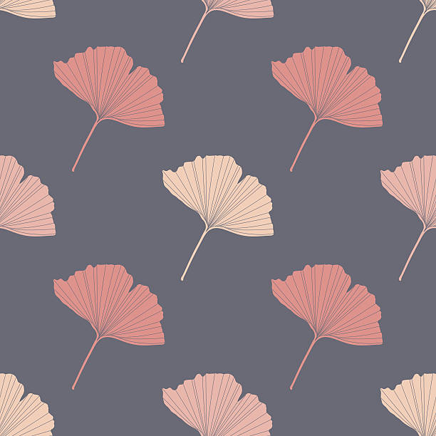 Fall seamless vector background with colorful ginkgo leaves vector art illustration