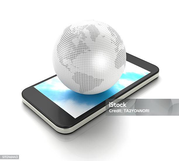 Globe On The Smart Phone Stock Photo - Download Image Now - Communication, Computer Network, Digital Display