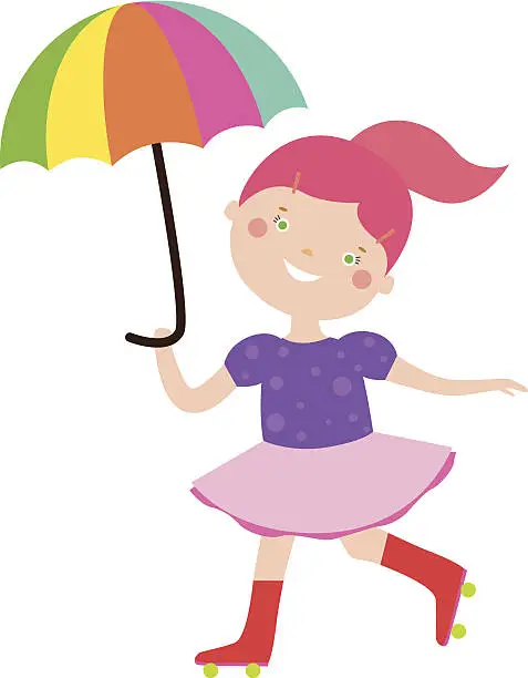 Vector illustration of Circus girl with umbrella