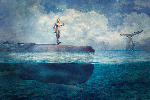 Dreamscape fantasy whale sleepwalker Dreamscape fantasy whale sleepwalker. whale tale stock pictures, royalty-free photos & images
