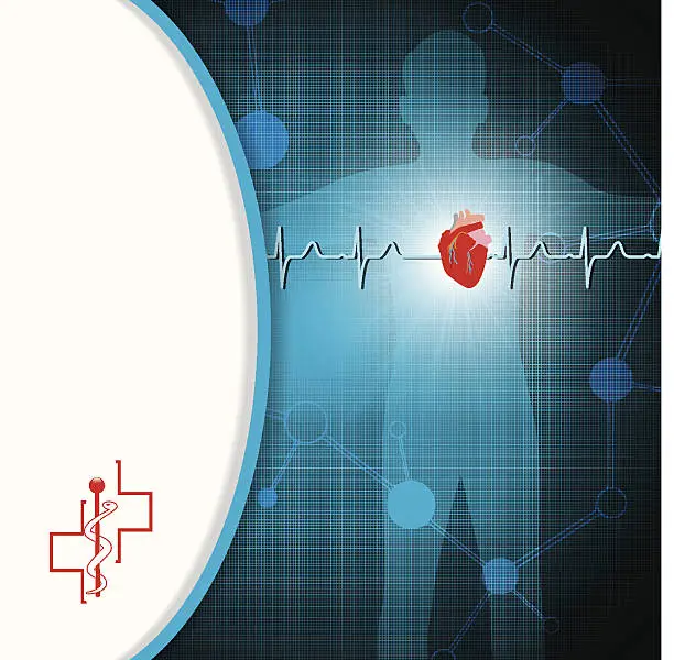 Vector illustration of Abstract medical cardiology ekg blue background
