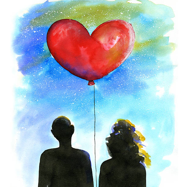 istock Young couple in love. Watercolor painting 511278649