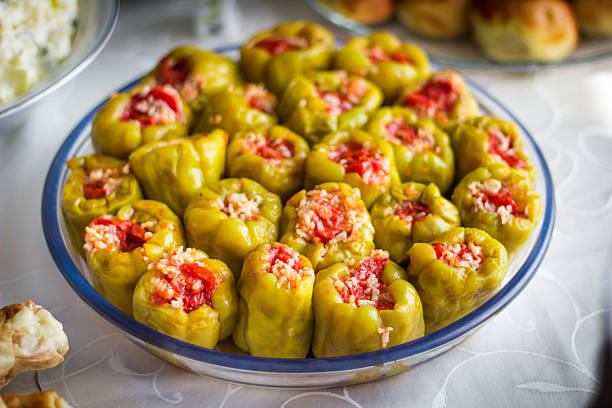 Ready to eat delicious stuffed green peppers.