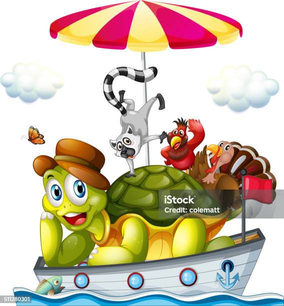 Animals On Boat Stock Illustration - Download Image Now - Animal, Animal Wildlife, Bird