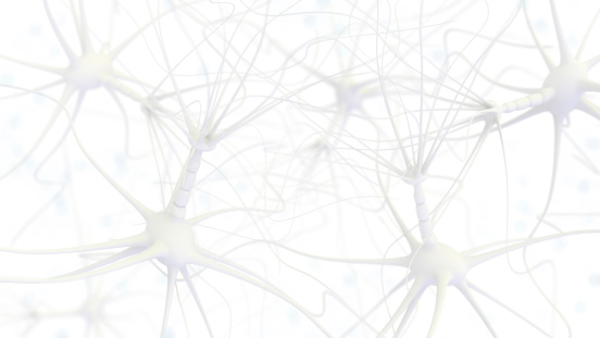 Neuron cell network - 3d rendered image on white background