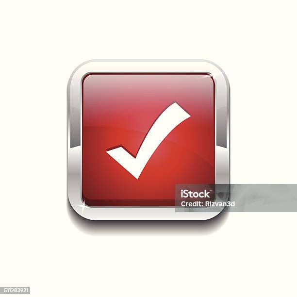 Tick Mark Rounded Rectangular Vector Red Web Icon Button Stock Illustration - Download Image Now