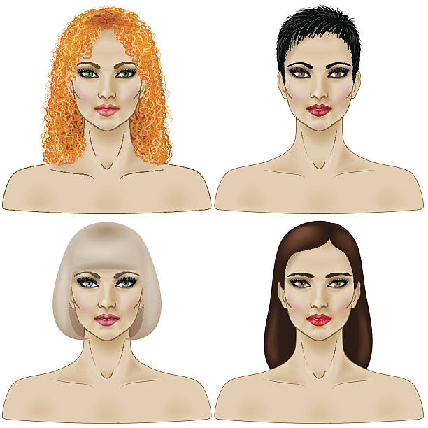 ilustraciones, imágenes clip art, dibujos animados e iconos de stock de conjunto de mujeres de caras - health spa illustration and painting women beautiful