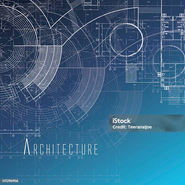 Architectural Background Stock Illustration - Download Image Now - Blueprint, Architecture, Plan - Document