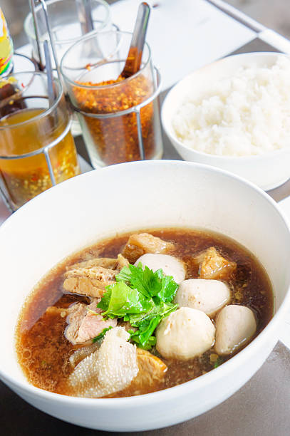 istock Beef soup with meat ball. thai food. 511299386