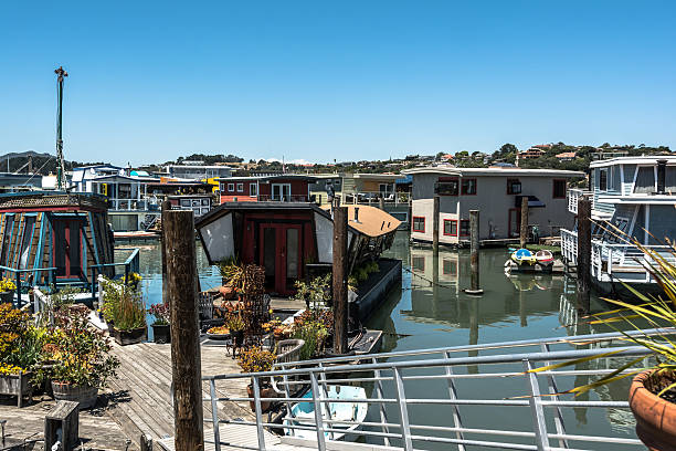 Houseboats in Sausalito, California Sausalito,California,USA - June 8, 2015 : Houseboats in Sausalito at north end of the town sausalito stock pictures, royalty-free photos & images