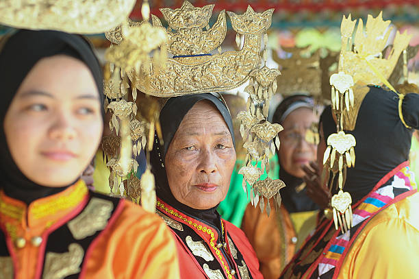 Bajau tribe in traditional costume. stock photo