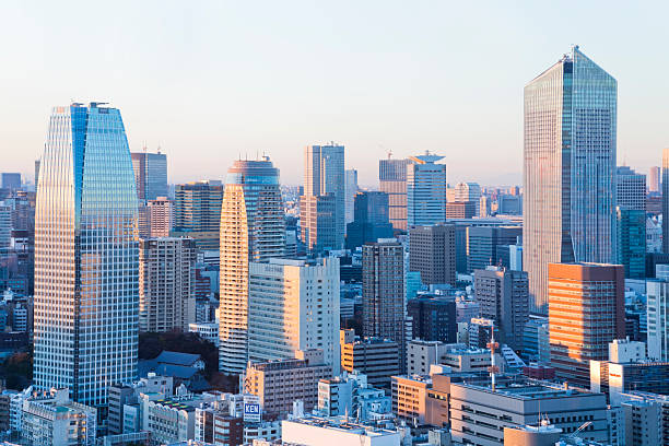 Tokyo Office Buildings with Evening Sunlight