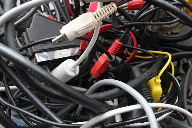 istock Old wires in a heap. cables chaos 511304918