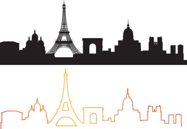 skyline von paris - arc de triomphe du carrousel stock-grafiken, -clipart, -cartoons und -symbole