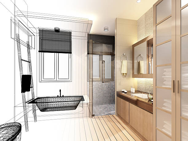 istock abstract sketch design of interior bathroom 511305176