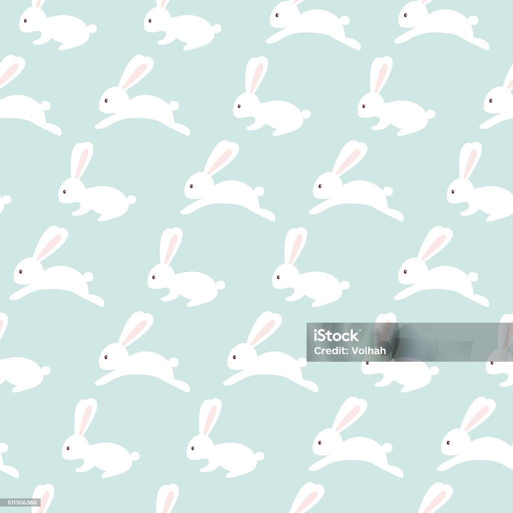 Seamless bunny pattern on blue background Rabbit - Animal stock vector
