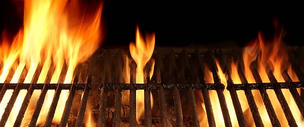 istock Empty Barbecue Fire Grill Close Up, Isolated On Black Background 511306450