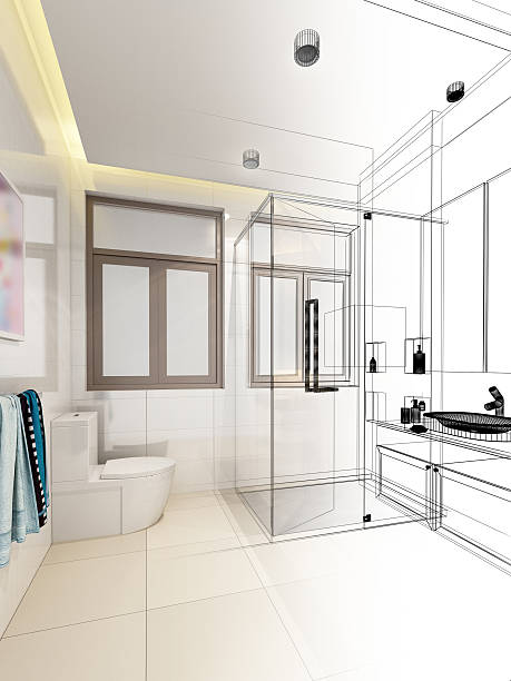 istock abstract sketch design of interior bathroom 511309358