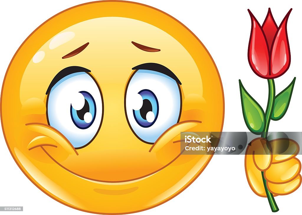 Emoticon with flower Adult stock vector