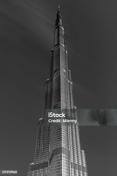 Burj Khalifa Dubai Abstract Bw Stock Photo - Download Image Now - Black And White, Burj Khalifa, Abstract