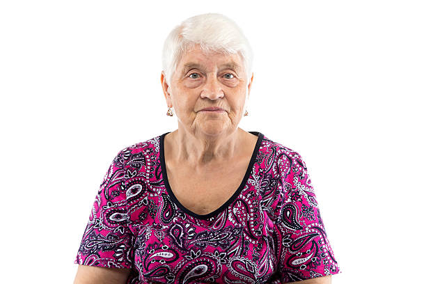 Elderly lady with white hair