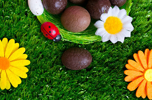 Easter background with easter eggs stock photo