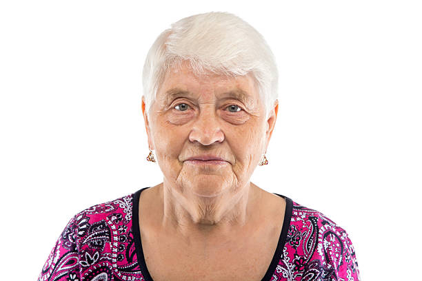 istock Serious elderly woman with white hair 511316288