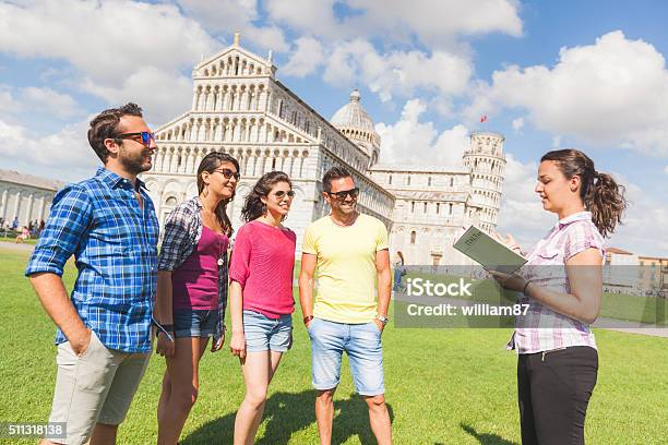 Group Of Tourists In Pisa Italy Stock Photo - Download Image Now - Guide - Occupation, Tourism, Tourist