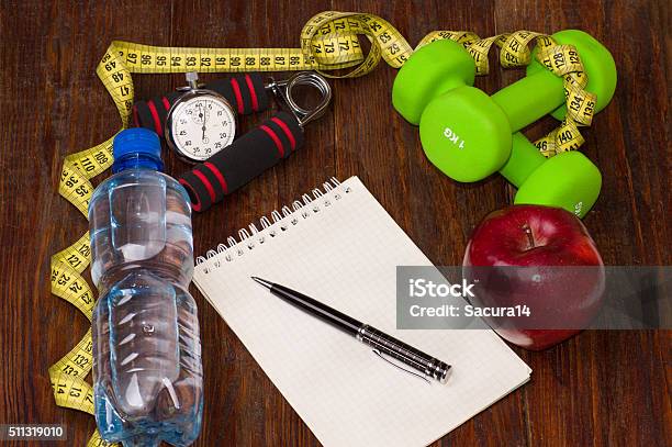 Workout And Fitness Dieting Copy Space Diary Healthy Lifestyle Concept Stock Photo - Download Image Now