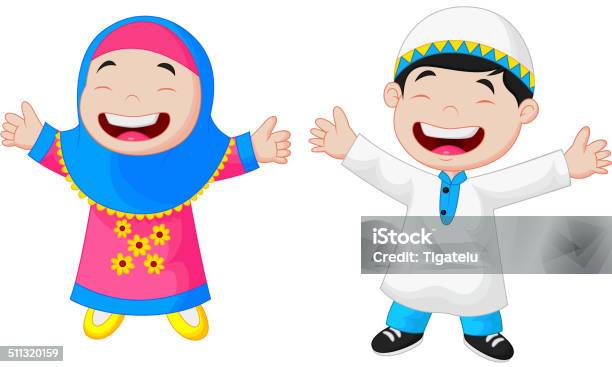 Happy Muslim Kid Cartoon Stock Illustration - Download Image Now - Activity, Adult, Asian Culture