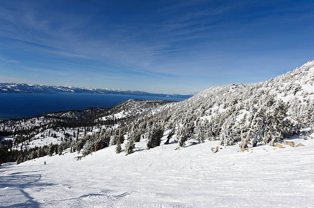 A California winter at Squaw Valley showing a recent snow storm and the wonderful cabins that grace the mountain