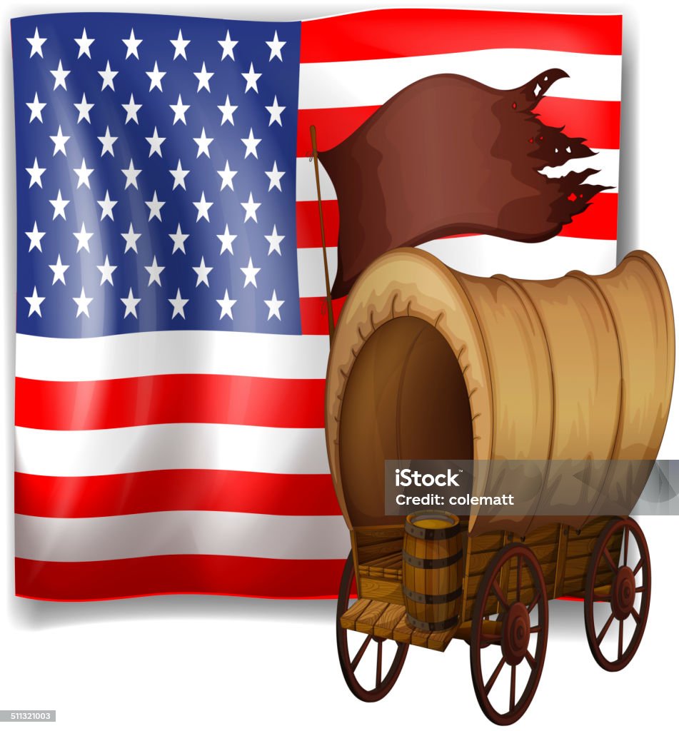 The USA flag at the back of a wagon Illustration of the USA flag at the back of a wagon on a white background American Flag stock vector
