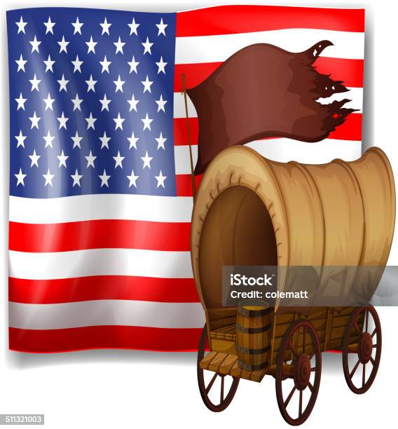 The Usa Flag At The Back Of A Wagon Stock Illustration - Download Image Now - American Flag, Angle, At The Edge Of