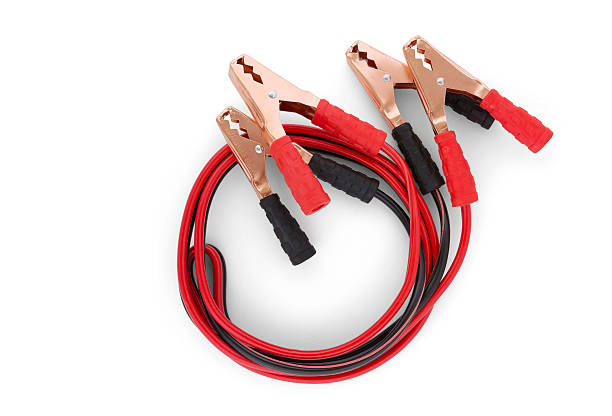 Battery Boost Cable Battery Boost Cable  isolated on white backround jumper cable stock pictures, royalty-free photos & images