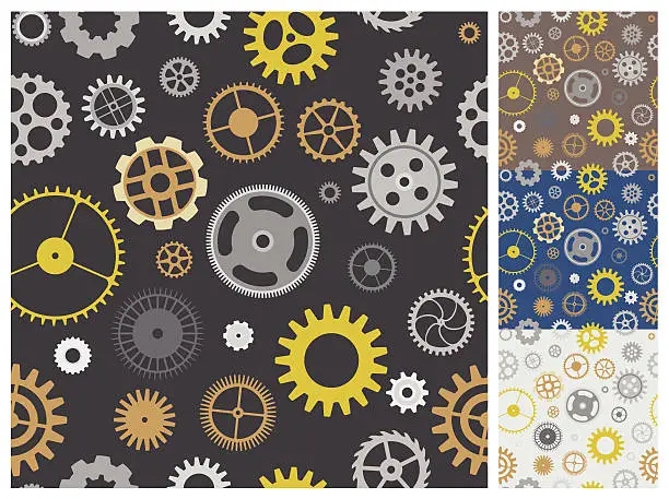 Vector illustration of seamless pattern with cogs and gears