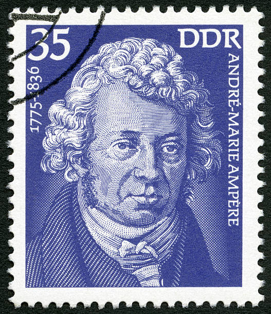 Postage stamp Germany 1975 shows Andre-Marie Ampere (1775-1836) Postage stamp Germany 1975 printed in Germany shows Andre-Marie Ampere (1775-1836), scientist, circa 1975 amperage stock pictures, royalty-free photos & images
