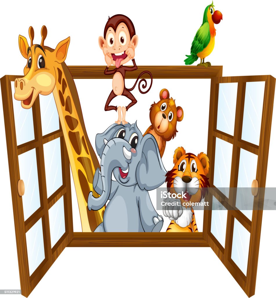 Funimals Window Animals And Window Stock Illustration - Download Image Now - Africa ...