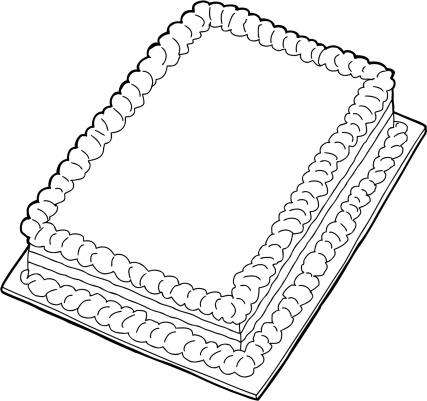 Fancy sheet cake with copy space in black outline