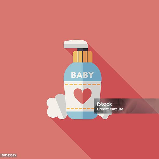 Baby Cosmetics Flat Icon With Long Shadoweps10 Stock Illustration - Download Image Now - Alternative Therapy, Baby - Human Age, Backgrounds
