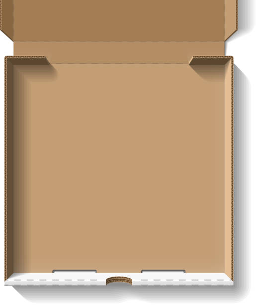 открытом коробка для пиццы - cardboard box box open carton stock illustrations
