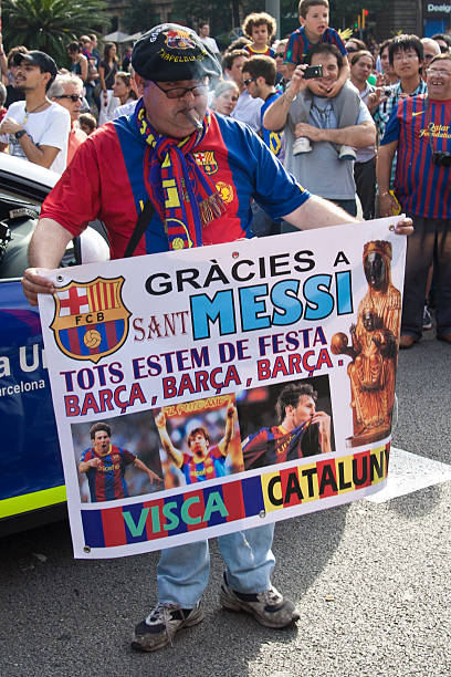 barcelona fans - 利安奴·美斯 圖片 個照片及圖片檔