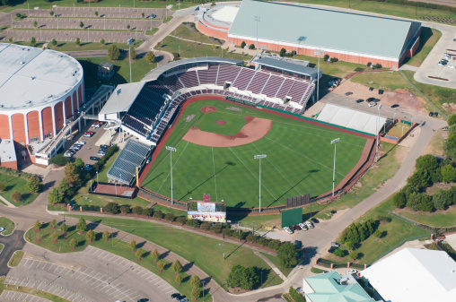 Starkville, Mississippi, USA - September 4, 2014: An aerial view of Dudy Noble Field, Polk-DeMent Baseball Stadium at Mississippi State University.