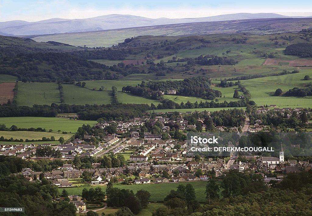 Comrie town from the south The town of Comrie east of Lochearnhead Crieff Stock Photo