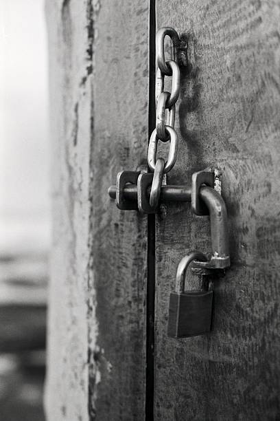 Locked Steel Door stock photo