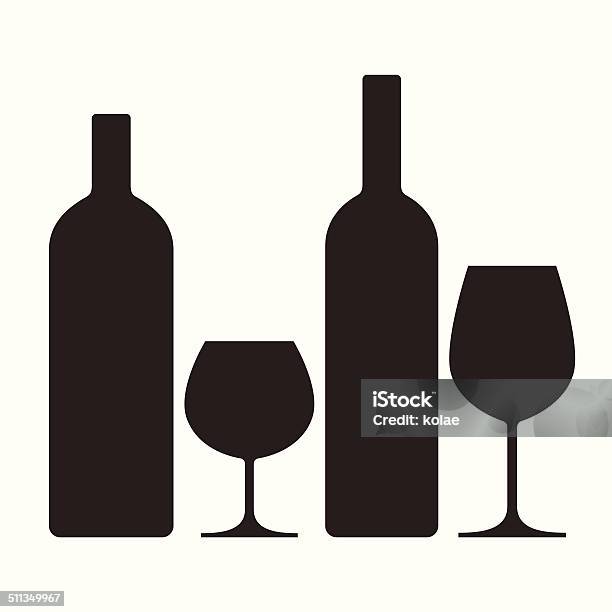 Bottles And Glasses Of Alcohol Stock Illustration - Download Image Now - Wineglass, Wine Bottle, Illustration