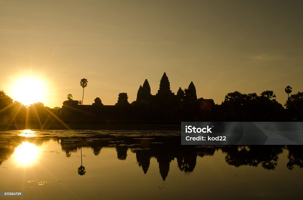 Angkor Wat sunrise shadow of Angkor Wat central sanctuary and rising sun Ancient Stock Photo